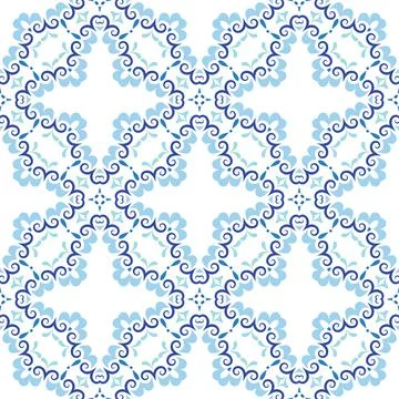 Blue mandala vector pattern. Seamless oriental ornament Stock Illustration