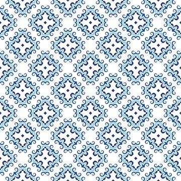 Blue mandala vector pattern. Seamless oriental ornament Stock Illustration