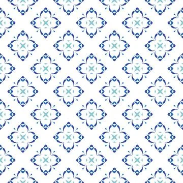 Blue mandala vector pattern. Seamless oriental ornament Stock Illustration
