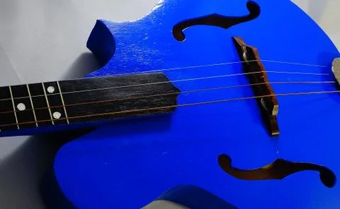 Blue mandolin - string instrument Stock Photos