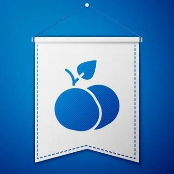 Blue Mango fruit icon isolated on blue background. White pennant template. Ve Stock Illustration