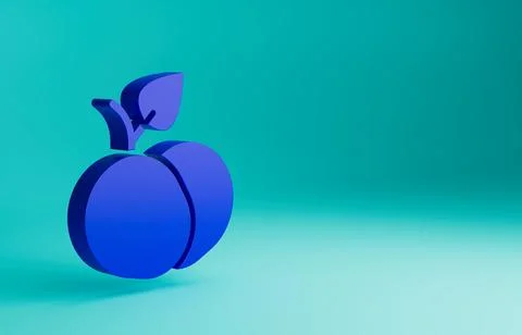 Blue Mango fruit icon isolated on blue background. Minimalism concept. 3D render Stock Illustration