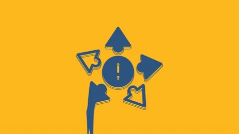 Blue Many ways directional arrow icon isolated on orange background. 4K Video Stock Footage 234023569