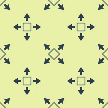 Blue Many ways directional arrow icon isolated seamless pattern on yellow Stock Illustration