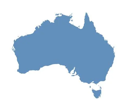 Blue map of Australia isolated on white background, flat vector illustration Stock Illustration