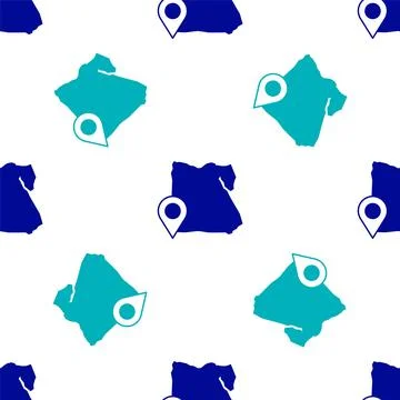 Blue Map of Egypt icon isolated seamless pattern on white background.  Vector Illustrazione stock