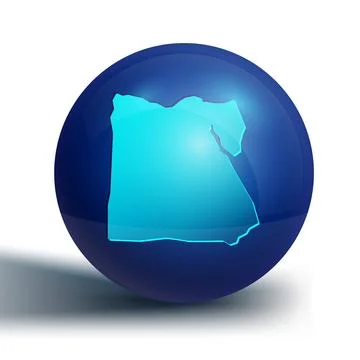 Blue Map of Egypt icon isolated on white background. Blue circle button. Vect 스톡 일러스트