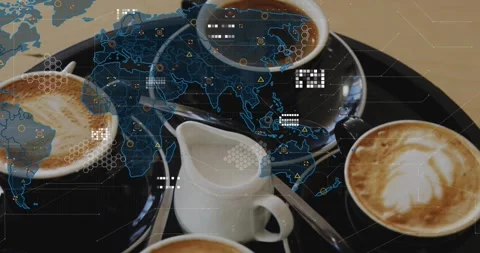 Blue map fading in starting HUD elements sweeping across black tray with four Stock Footage 330427725