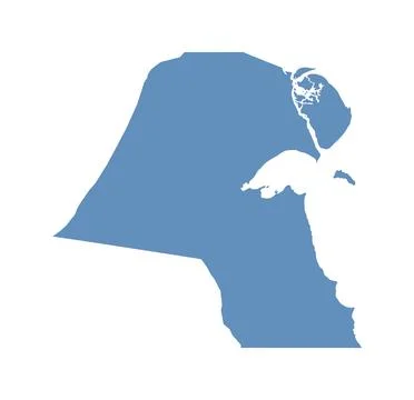 Blue map of Kuwait isolated on white background, flat vector illustration Stockillustratie