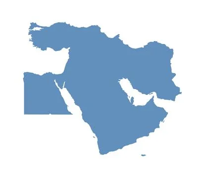 Blue map of Middle East countries isolated on white background Stock-Illustration