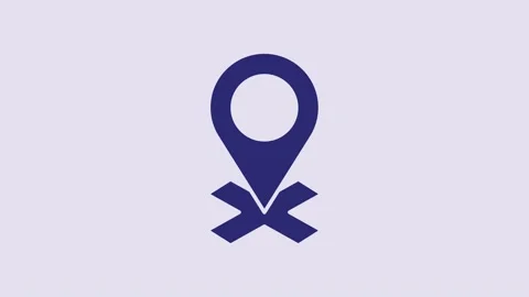Blue Map pin icon isolated on purple background. Navigation, pointer, location Video stock 232797354