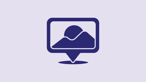 Blue Map pin icon isolated on purple background. Navigation, pointer, location Video stock 232797377