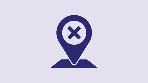 Blue Map pin icon isolated on purple background. Navigation, pointer, location Video stock 232797502
