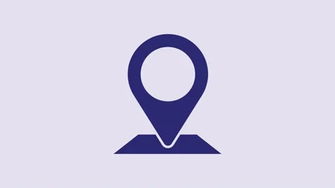 Blue Map pin icon isolated on purple background. Navigation, pointer, location Video stock 232797589