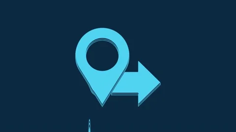 Blue Map pin icon isolated on blue background. Navigation, pointer, location 스톡 동영상 235779229