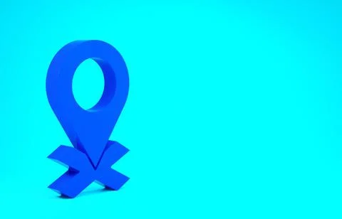 Blue Map pin icon isolated on blue background. Navigation, pointer, location, Stock Illustration