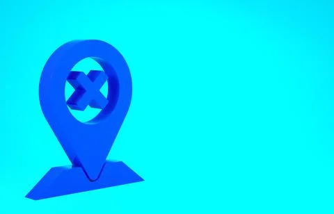 Blue Map pin icon isolated on blue background. Navigation, pointer, location, 스톡 일러스트