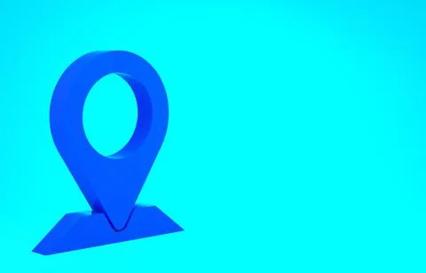 Blue Map pin icon isolated on blue background. Navigation, pointer, location, Stock Illustration
