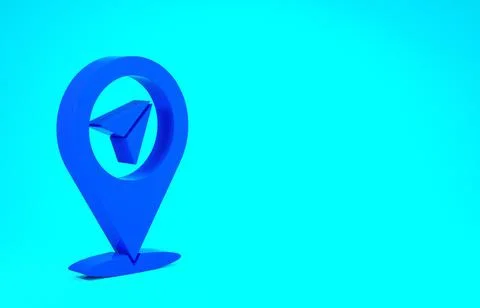 Blue Map pin icon isolated on blue background. Navigation, pointer, location, Stock Illustration