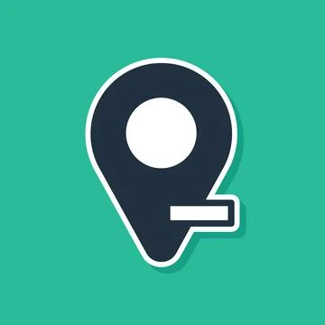 Blue Map pin icon isolated on green background. Navigation, pointer, location Stock Illustration