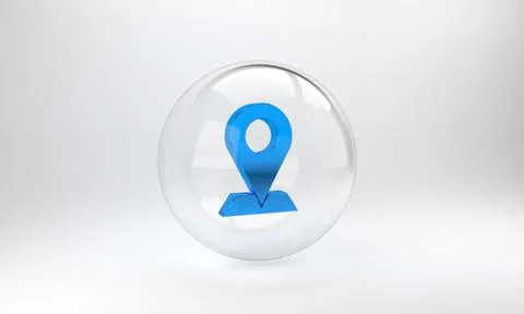Blue Map pin icon isolated on grey background. Navigation, pointer, location, Stock Illustration