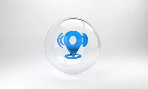 Blue Map pin icon isolated on grey background. Navigation, pointer, location, 스톡 일러스트
