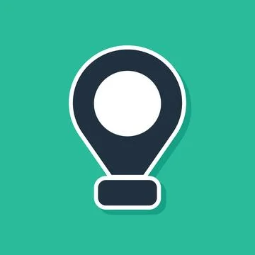 Blue Map pin icon isolated on green background. Navigation, pointer, location Stock Illustration