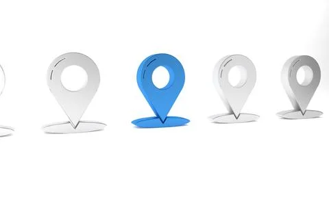 Blue Map pin icon isolated on white background. Navigation, pointer, location Stock Illustration
