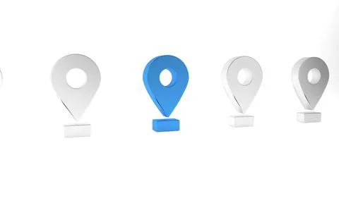 Blue Map pin icon isolated on white background. Navigation, pointer, location 스톡 일러스트