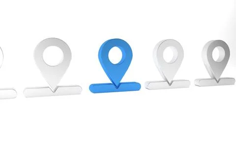 Blue Map pin icon isolated on white background. Navigation, pointer, location Stock Illustration