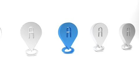 Blue Map pin icon isolated on white background. Navigation, pointer, location Stock Illustration