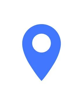Blue Map Pin Icon on White Background Representing Location or Navigation Poi Ilustración de archivo