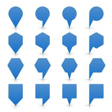 Blue map pin sign flat location icon web button Illustrazione stock