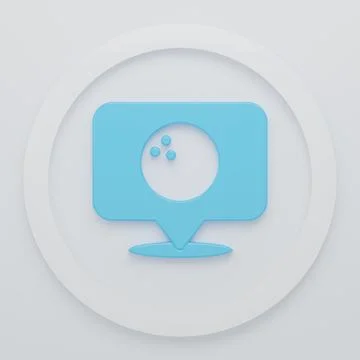 Blue Map pointer with bowling ball icon isolated on white background. Sport.. Stock Illustration