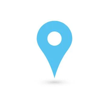 Blue map pointer with dropped shadow on white background. EPS10 vector Stockillustratie