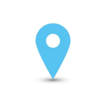 Blue map pointer with dropped shadow on white background. EPS10 vector Stockillustratie