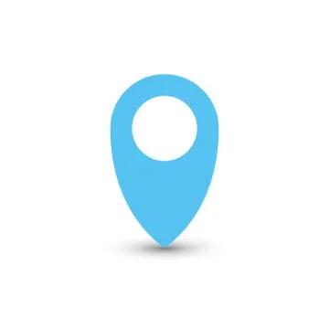 Blue map pointer with dropped shadow on white background. EPS10 vector Stock Illustration