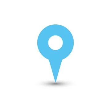 Blue map pointer with dropped shadow on white background. EPS10 vector Stock Illustration