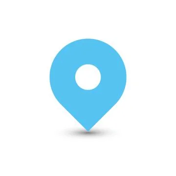 Blue map pointer with dropped shadow on white background. EPS10 vector Stockillustratie