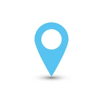 Blue map pointer with dropped shadow on white background. EPS10 vector 스톡 일러스트