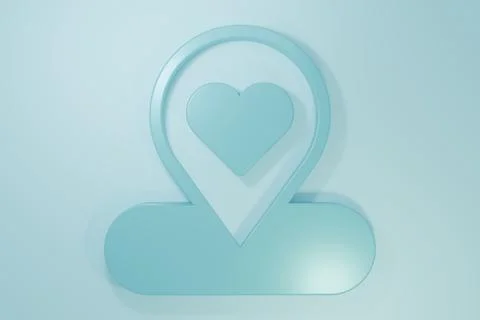 Blue Map pointer with heart icon isolated on blue background. Valentines da.. Stock Illustration