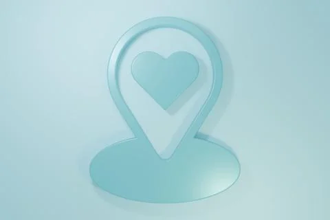 Blue Map pointer with heart icon isolated on blue background. Valentines da.. 스톡 일러스트