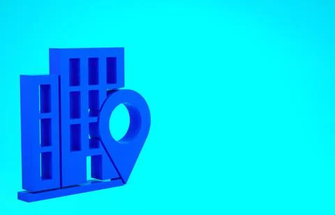 Blue Map pointer with house icon isolated on blue background. Home location m 스톡 일러스트