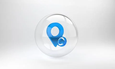 Blue Map pointer with house icon isolated on grey background. Home location m Stock Illustration