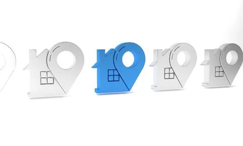 Blue Map pointer with house icon isolated on white background. Home locatio.. Stockillustratie