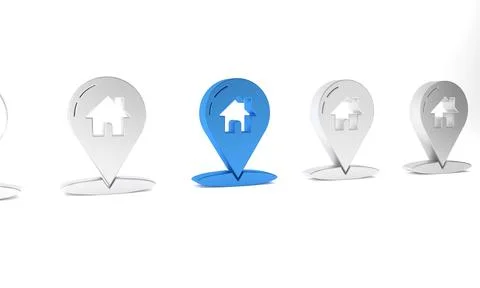 Blue Map pointer with house icon isolated on white background. Home locatio.. 스톡 일러스트