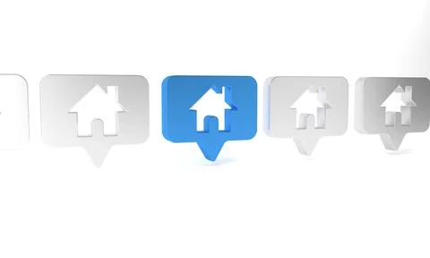 Blue Map pointer with house icon isolated on white background. Home locatio.. 스톡 일러스트