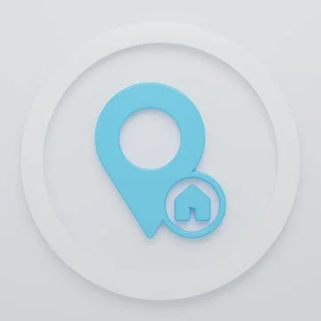 Blue Map pointer with house icon isolated on white background. Home locatio.. イラスト素材
