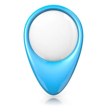 Blue Map Pointer Isolated on White Background 3D Illustration Stock Illustration