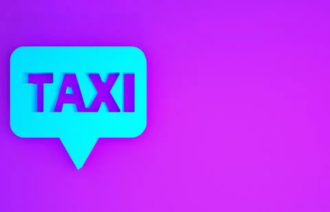 Blue Map pointer with taxi icon isolated on purple background. Location symbo Stock Illustration